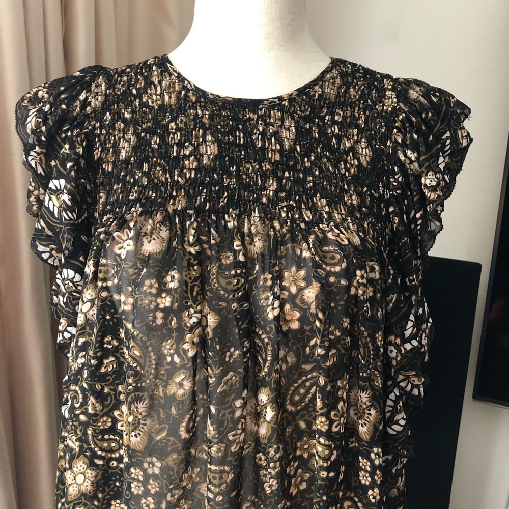 Ulla Johnson Black and Gold Floral Blouse - Picture 4 of 13